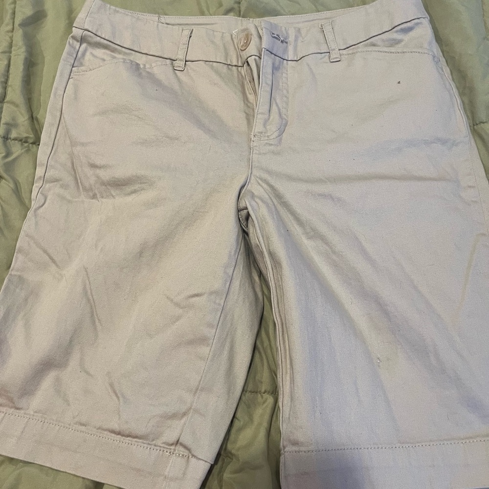 St. John's Bay Tan Bermuda Shorts Casual Cotton Blend